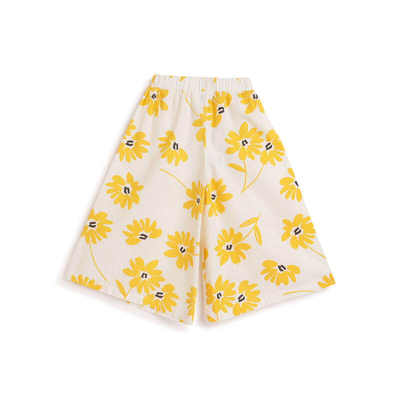 Girls White and Yellow Floral Trouser image number 1